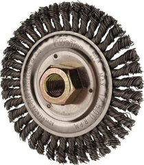 Weiler - 4-1/2" OD, 5/8" Arbor Hole, Stringer Bead Steel Wheel Brush - 3/16" Face Width, 13/16" Trim Length, 0.02" Filament Diam, 15,000 RPM - USA Tool & Supply