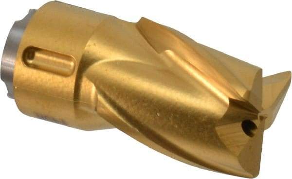 Seco - MP12 E04 Grade F40M Carbide Milling Tip Insert - TiAlN/TiN Finish, 3 Flutes, 1/2" Cutting Diam, 0.551" Depth of Cut, 0.945" Extension, 0.0315" Cnr Rad - USA Tool & Supply