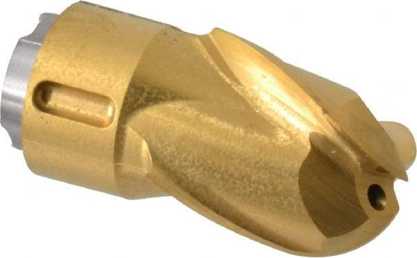 Seco - MP12 E04 Grade F40M Carbide Milling Tip Insert - TiAlN/TiN Finish, 3 Flutes, 1/2" Cutting Diam, 0.551" Depth of Cut, 0.945" Extension, 1/4" Cnr Rad - USA Tool & Supply