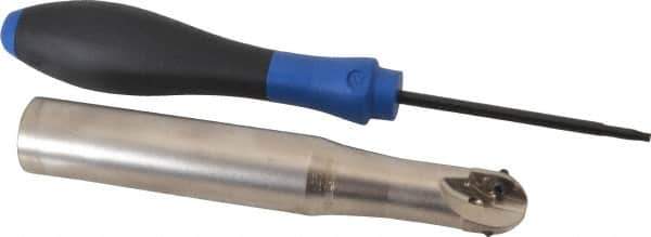 Seco - 5/8" Cut Diam, 0.55" Max Depth of Cut, 3/4" Shank Diam, 4.78" OAL, Indexable Ball Nose End Mill - Straight Shank, R218.20 Toolholder, 218.20-080.R Insert - USA Tool & Supply