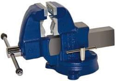 Gibraltar - 3-1/2" Jaw Width x 4" Jaw Opening Capacity, 4-1/2" Throat Depth, Bench & Pipe Combination Vise - 1/8 to 2-1/2" Pipe Capacity, Swivel Base, Bolt Down Attachment, Ductile Iron - USA Tool & Supply