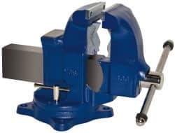 Gibraltar - 5" Jaw Width x 7-1/2" Jaw Opening Capacity, 6" Throat Depth, Bench & Pipe Combination Vise - 1/8 to 4-1/2" Pipe Capacity, Swivel Base, Bolt Down Attachment, Ductile Iron - USA Tool & Supply