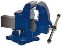 Gibraltar - 5" Jaw Width x 7-1/2" Jaw Opening Capacity, 6" Throat Depth, Bench & Pipe Combination Vise - 1/8 to 4-1/2" Pipe Capacity, Swivel Base, Bolt Down Attachment, Ductile Iron - USA Tool & Supply