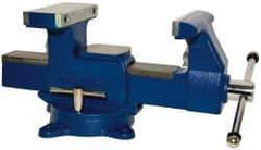 Gibraltar - 6-1/2" Jaw Width x 7" Jaw Opening Capacity, 4" Throat Depth, Bench & Pipe Combination Vise - 1/8 to 3-1/2" Pipe Capacity, Swivel Base, Bolt Down Attachment, Ductile Iron - USA Tool & Supply