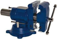 Gibraltar - 5" Jaw Width x 5" Jaw Opening Capacity, 4" Throat Depth, Bench & Pipe Combination Vise - 1/8 to 3-1/2" Pipe Capacity, Swivel Base, Bolt Down Attachment, Ductile Iron - USA Tool & Supply