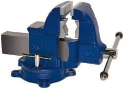 Gibraltar - 4-1/2" Jaw Width x 6" Jaw Opening Capacity, 5-1/2" Throat Depth, Bench & Pipe Combination Vise - 1/8 to 3-1/2" Pipe Capacity, Swivel Base, Bolt Down Attachment, Ductile Iron - USA Tool & Supply