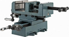 Wilton - 4" Jaw Opening Capacity x 1-3/8" Throat Depth, Horizontal Drill Press Vise - 4" Wide x 1-3/8" High Jaw, Cross Slide Base, Standard Speed, 7" OAL x 5-3/4" Overall Height, Cast Iron - USA Tool & Supply