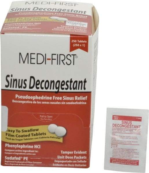 Medique - Medi-First Sinus Decongestant Tablets - Sinus Relief - USA Tool & Supply