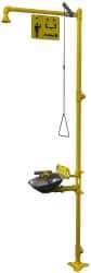 Bradley - 1-1/4" Inlet, 26 GPM shower Flow, Drench shower, Eye & Face Wash Station - Bowl, Triangular Pull Rod & Push Flag Activated, Galvanized Steel Pipe, Plastic Shower Head, 3 GPM Bowl Flow, Corrosion Resistant, Top or Mid Supply - USA Tool & Supply