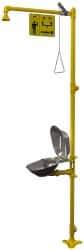 Bradley - 1-1/4" Inlet, 26 GPM shower Flow, Drench shower & Eyewash Station - Bowl, Triangular Pull Rod & Push Flag Activated, Galvanized Steel Pipe, Plastic Shower Head, 0.4 GPM Bowl Flow, Corrosion Resistant, Top or Mid Supply - USA Tool & Supply