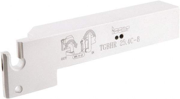 Iscar - TGBH, External, Right Hand, 0.98" Max Depth of Cut, 0.315" Max Groove Width, Indexable Grooving Tool Holder - TAG N 8..C/W/M, TAGB/TAGBA 8.. Insert Compatibility, 1" Shank Height, 1" Shank Width, 5.9" OAL, Through Coolant - USA Tool & Supply