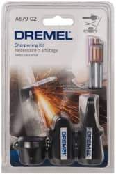 Dremel - 8 Piece Aluminum Oxide Garden/Lawn Mower/Chain Saw Sharpener, Gauge, Spacers, Wrench and Stones Kit - USA Tool & Supply