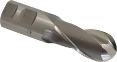 OSG - 1-1/4" Diam, 2-1/2" LOC, 2 Flute Cobalt Ball End Mill - Uncoated, Single End, 5" OAL, 1-1/4" Shank Diam, Spiral Flute - USA Tool & Supply