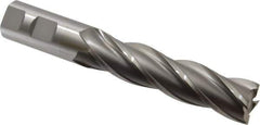 OSG - 1", 4" LOC, 1" Shank Diam, 6-1/2" OAL, 4 Flute, Cobalt Square End Mill - Single End, Uncoated, Spiral Flute, 30° Helix, Right Hand Cut, Right Hand Flute, Series 545 - USA Tool & Supply