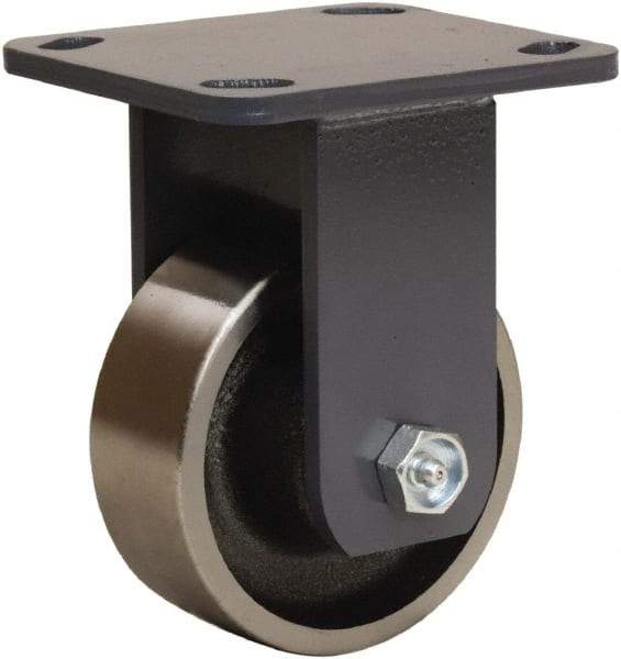 Hamilton - 4" Diam x 1-1/2" Wide x 5-5/8" OAH Top Plate Mount Rigid Caster - Forged Steel, 1,400 Lb Capacity, Straight Roller Bearing, 4 x 4-1/2" Plate - USA Tool & Supply