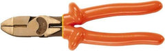 Ampco - 8-3/4" OAL, Insulated Side Cutting Linesman's Pliers - Smooth Jaw, 1000 Volt Insulated Handles - USA Tool & Supply