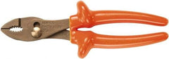 Ampco - 8-3/16" OAL, Insulated Adjustable Combination Pliers - Grooved Jaw, 1000 Volt Insulated Handles - USA Tool & Supply