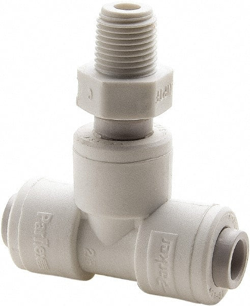 Parker - Plastic Push-To-Connect Tube Fittings Type: Male Swivel Branch Tee Tube Outside Diameter (Inch): 1/4 x 1/4 - USA Tool & Supply