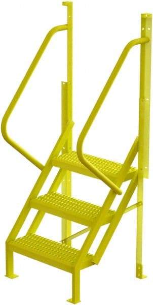 TRI-ARC - 72" 3 Step Configurable Crossover Ladder - 50° Incline, 1,000 Lb Capacity, 30" Platform Height, 30" Base Width x 27" Base Depth, Serrated - USA Tool & Supply