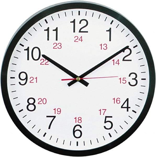 UNIVERSAL - 11-1/2 Inch Diameter, White Face, Dial Wall Clock - Analog Display, Black Case, Runs on AA Battery - USA Tool & Supply