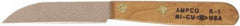 Ampco - 3-1/8" Long Blade, Nickel-Tin-Copper Alloy, Fine Edge, Fixed Blade Knife - 6.75" OAL, Wood Handle - USA Tool & Supply