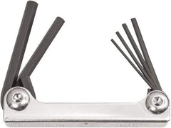 Bondhus - 6 Piece Fold-Up Ball End Hex Key Set - Hex Range 3 to 10mm, 7-1/2" OAL, Protanium High Torque Steel - USA Tool & Supply
