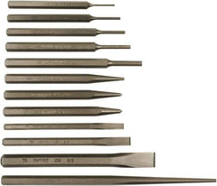 Mayhew - 12 Piece Punch & Chisel Set - 1/4 to 5/8" Chisel, 1/8 to 3/8" Punch, Hex Shank - USA Tool & Supply