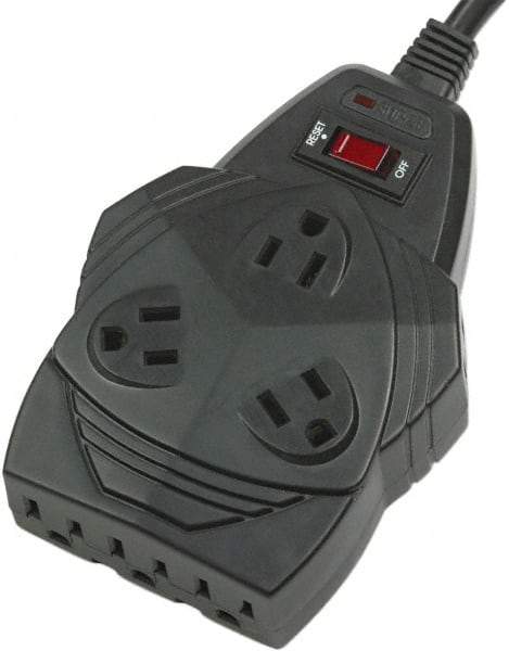 FELLOWES - 8 Outlets, 120 Volts, 15 Amps, 6' Cord, Surge Power Outlet Strip - Floor Mount, 5-15R NEMA Configuration - USA Tool & Supply