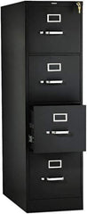 Hon - 15" Wide x 52" High x 26-1/2" Deep, 4 Drawer Vertical File with Lock - Steel, Black - USA Tool & Supply