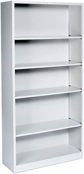 Hon - 5 Shelf, 71" High x 34" Wide Bookcase - 12" Deep, Steel, Light Gray - USA Tool & Supply