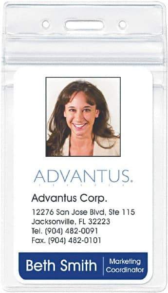 ADVANTUS - Various Attachment Types Badge Holder - Clear - USA Tool & Supply