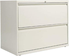 ALERA - 36" Wide x 29" High x 19-1/4" Deep, 2 Drawer Lateral File with Lock - Steel, Light Gray - USA Tool & Supply