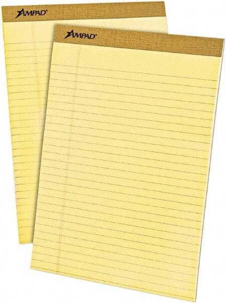 AMPAD - 50 Sheet, 8-1/2 x 11-3/4", Legal (Style) Writing Pad - Canary - USA Tool & Supply