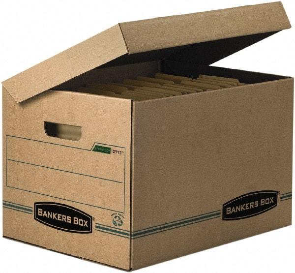 BANKERS BOX - 1 Compartment, 12 Inch Wide x 15 Inch Deep x 10 Inch High, File Storage Box - Paper, Kraft and Green - USA Tool & Supply