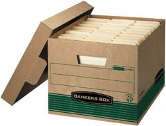 BANKERS BOX - 1 Compartment, 12 Inch Wide x 15 Inch Deep x 10 Inch High, File Storage Box - Paper, Kraft and Green - USA Tool & Supply