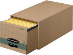 BANKERS BOX - 1 Compartment, 12 Inch Wide x 23 Inch Deep x 10 Inch High, File Storage Box - Steel Support Frame, Kraft and Green - USA Tool & Supply
