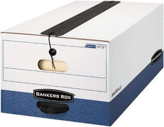 BANKERS BOX - 1 Compartment, 15 Inch Wide x 24 Inch Deep x 10 Inch High, File Storage Box - Paper, White and Blue - USA Tool & Supply