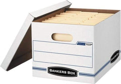 BANKERS BOX - 1 Compartment, 12 Inch Wide x 15 Inch Deep x 10 Inch High, File Storage Box - 1 Ply Side, 2 Ply Bottom, 2 Ply End, White and Blue - USA Tool & Supply