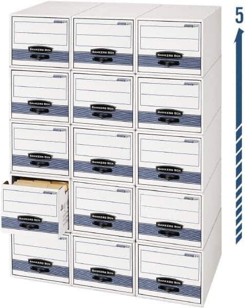 BANKERS BOX - 1 Compartment, 15 Inch Wide x 23 Inch Deep x 10 Inch High, File Storage Box - Steel Wire Frame, White and Blue - USA Tool & Supply