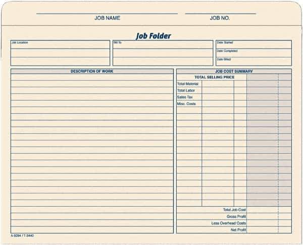 TOPS - 8-1/2 x 11", Letter Size, Manila, File Folders with Top Tab - 11 Point Stock, Straight Tab Cut Location - USA Tool & Supply