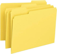 Samsill - 8-1/2 x 11", Letter Size, Yellow, File Folders with Top Tab - 11 Point Stock, 1/3 Tab Cut Location - USA Tool & Supply