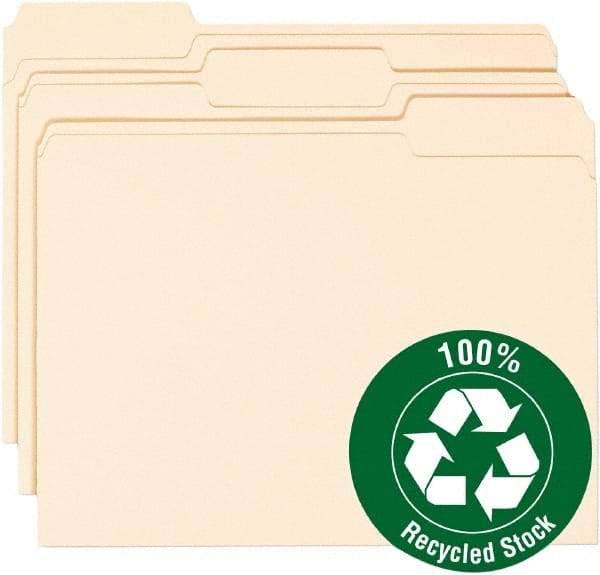 Samsill - 8-1/2 x 11", Letter Size, Manila, File Folders with Top Tab - 11 Point Stock, 1/3 Tab Cut Location - USA Tool & Supply