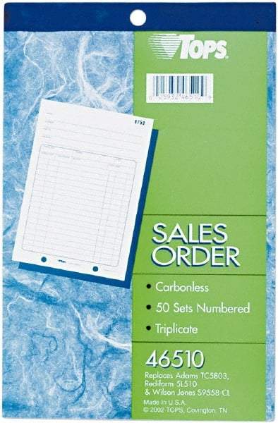 TOPS - 50 Sheet, 5-9/16 x 7-15/16", Sales Order Book - White - USA Tool & Supply