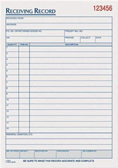 TOPS - 50 Sheet, 5-1/2 x 7-7/8", Receiving Record Book - White - USA Tool & Supply