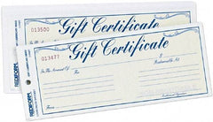 REDIFORM - 25 Sheet, 8-1/2 x 3-2/3", Gift Certificates - White - USA Tool & Supply