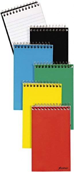 AMPAD - 60 Sheet, 3 x 5", Narrow Memo Book (Top Bound) - Red & Blue & Black on White - USA Tool & Supply