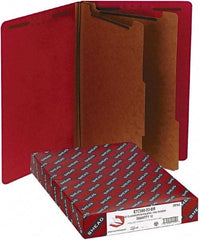 Samsill - 8-1/2 x 14", Legal, Bright Red, Classification Folders with End Tab Fastener - 11 Point Stock, Straight Tab Cut Location - USA Tool & Supply