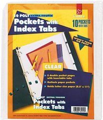 Cardinal - 11 x 8 1/2" 3-Hole Punched, Binder Pockets Divider - White Tabs, Clear Folder - USA Tool & Supply