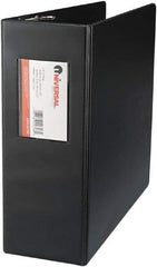 UNIVERSAL - 4" Sheet Capacity, 11 x 8-1/2", Non-View Ring Binder - Suede Finish Vinyl, Black - USA Tool & Supply