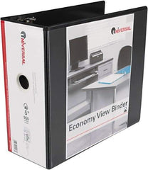 UNIVERSAL - 5" Sheet Capacity, 11 x 8-1/2", View Ring Binder - Vinyl, Black - USA Tool & Supply